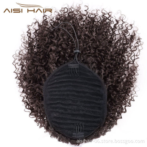 Aisi Hair Synthetic Ponytail Afro Puff Kinky Curly Drawstring Hair Extensions High Temperature Fiber Short Clip In Hairpieces